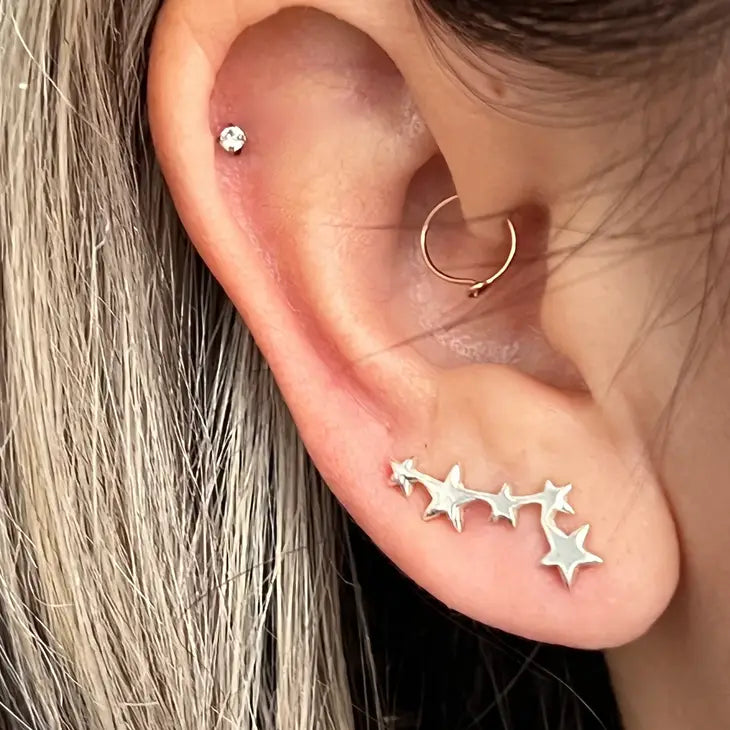 Tiny stars ear climber earrings