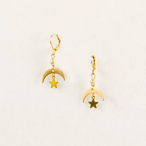 Moon & Star Earrings- Gold