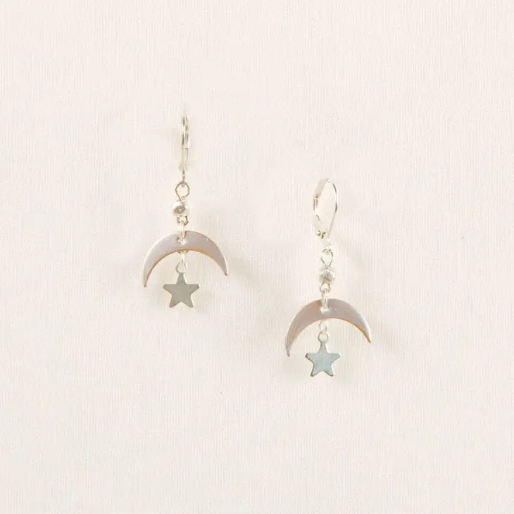 Moon & Star Earrings- Silver