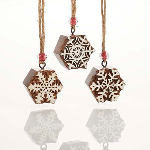 Woodblock Snowflake Ornaments
