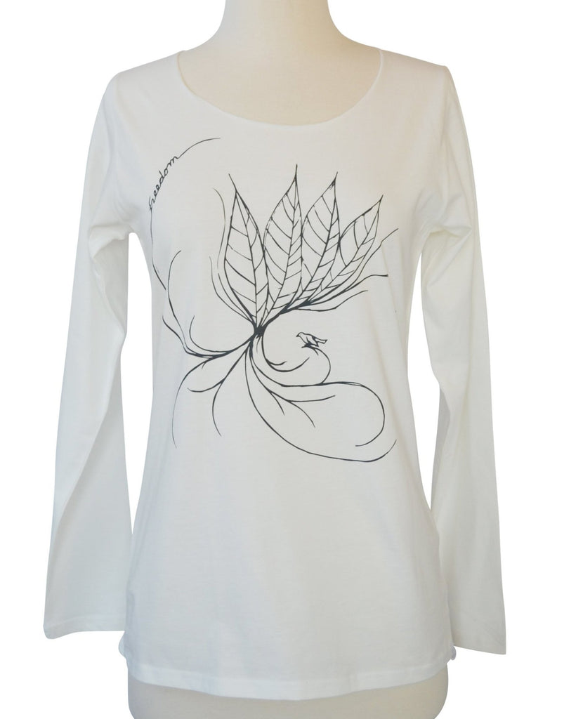 Women's White Leaf T-Shirt