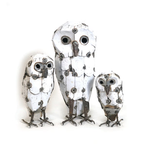 Snowy White Owls Recycled Metal